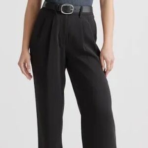 Quince Stretch Pleated Wide Leg Pants black 2 new with tags